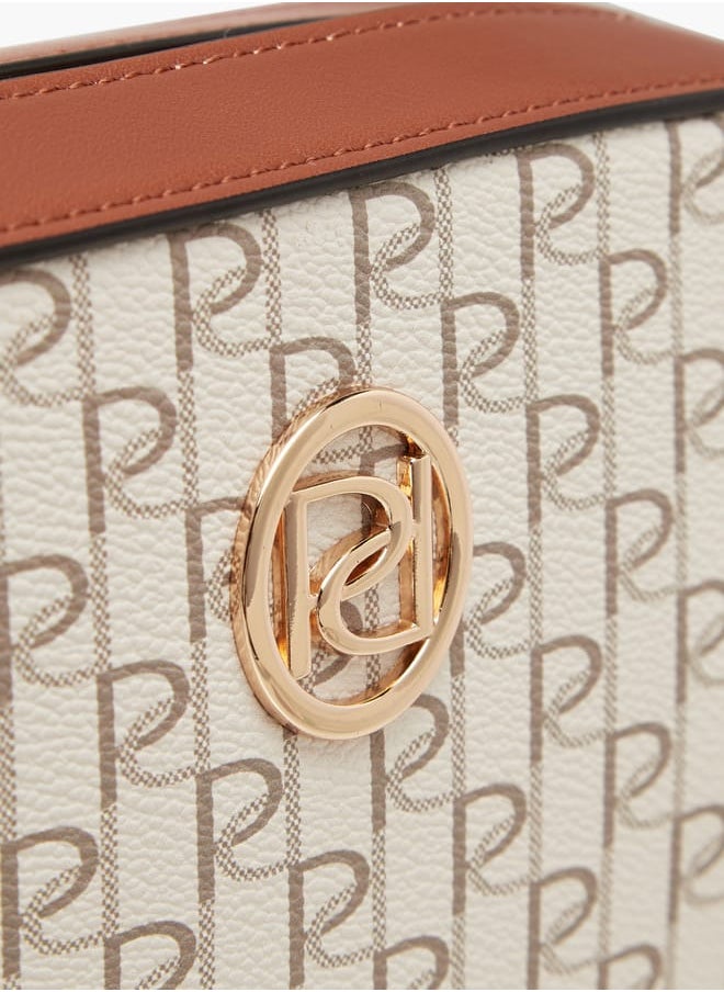 Women's Monogram Print Crossbody Bag with Adjustable Strap