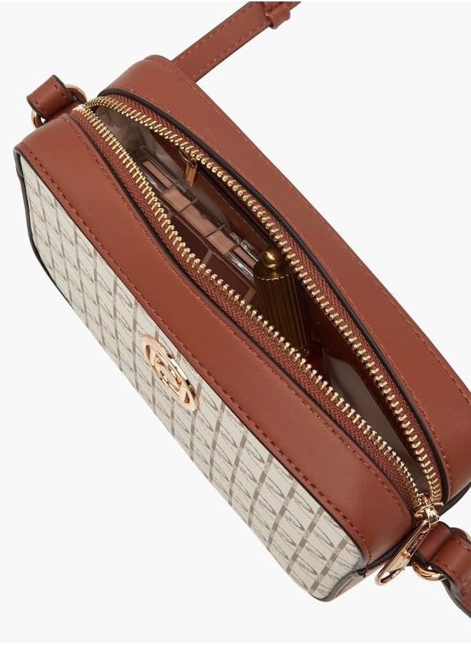 Women's Monogram Print Crossbody Bag with Adjustable Strap