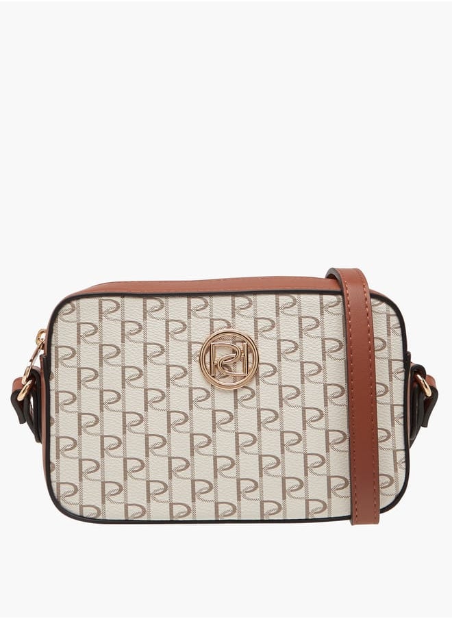 Women's Monogram Print Crossbody Bag with Adjustable Strap