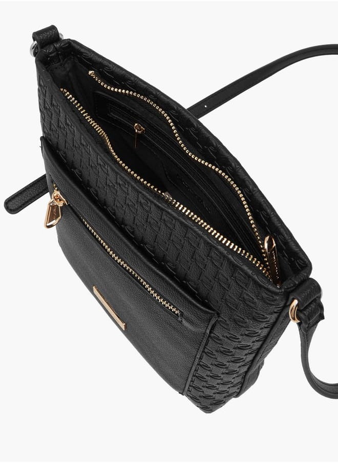 Women's Monogram Embossed Crossbody Bag with Adjustable Strap