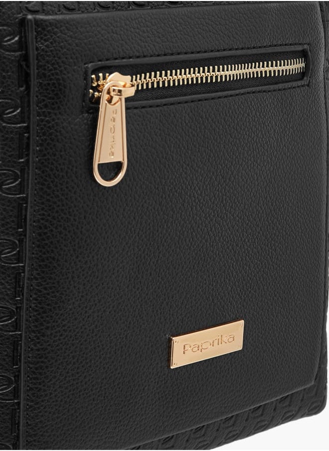 Women's Monogram Embossed Crossbody Bag with Adjustable Strap