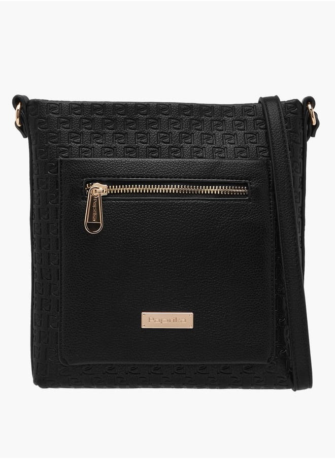 Women's Monogram Embossed Crossbody Bag with Adjustable Strap