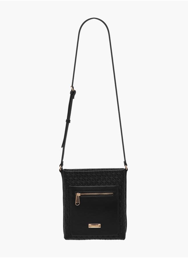 Women's Monogram Embossed Crossbody Bag with Adjustable Strap