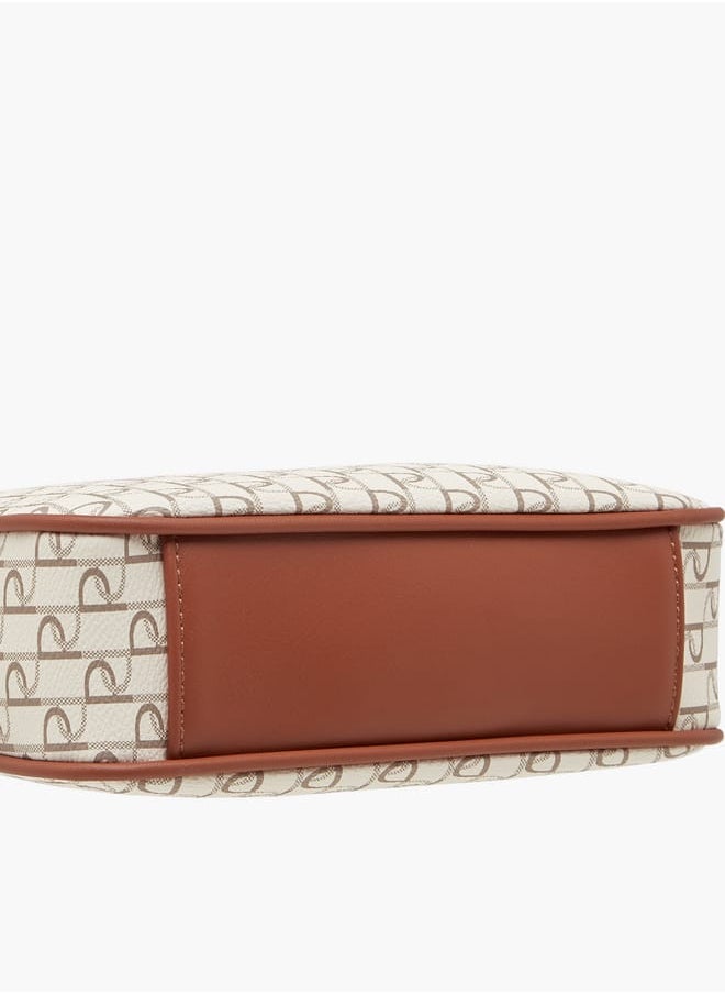Women's Monogram Print Crossbody Bag with Adjustable Strap
