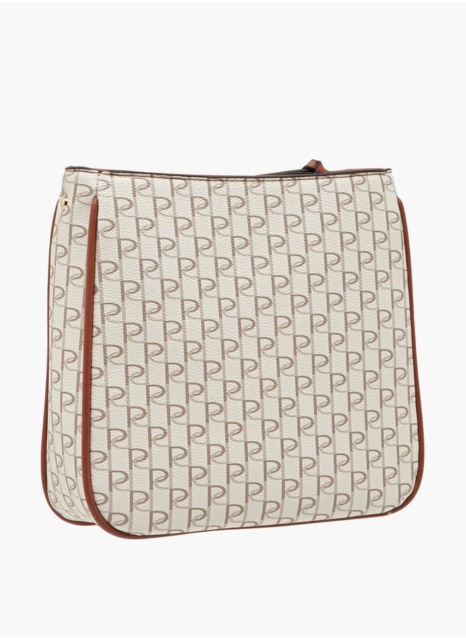 Women's Monogram Print Crossbody Bag with Adjustable Strap