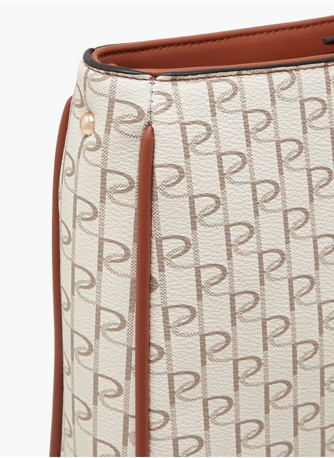 Women's Monogram Print Crossbody Bag with Adjustable Strap