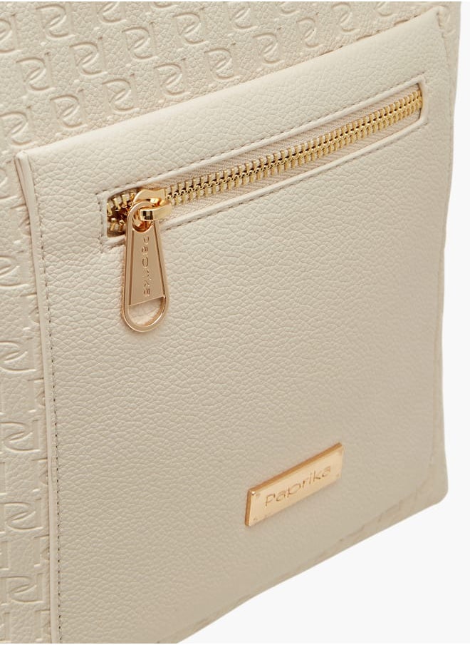 Women's Monogram Embossed Crossbody Bag with Adjustable Strap