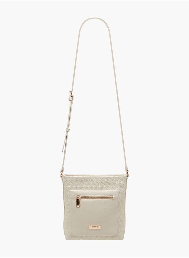 Women's Monogram Embossed Crossbody Bag with Adjustable Strap