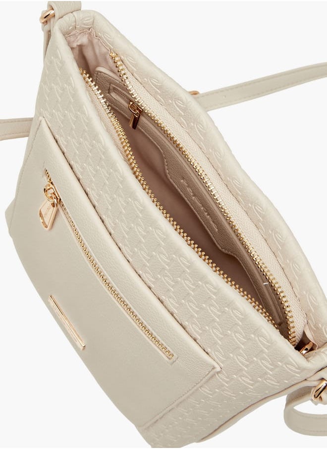 Women's Monogram Embossed Crossbody Bag with Adjustable Strap