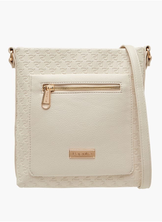 Women's Monogram Embossed Crossbody Bag with Adjustable Strap