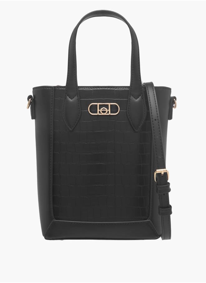 Women's Textured Tote Bag with Double Handle and Zip Closure