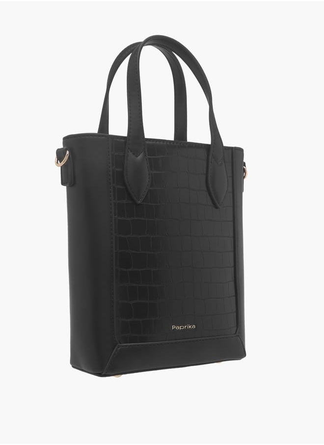 Women's Textured Tote Bag with Double Handle and Zip Closure