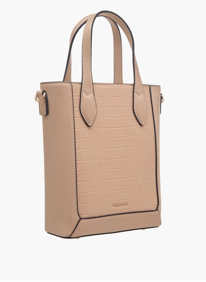 Women's Textured Tote Bag with Double Handle and Zip Closure