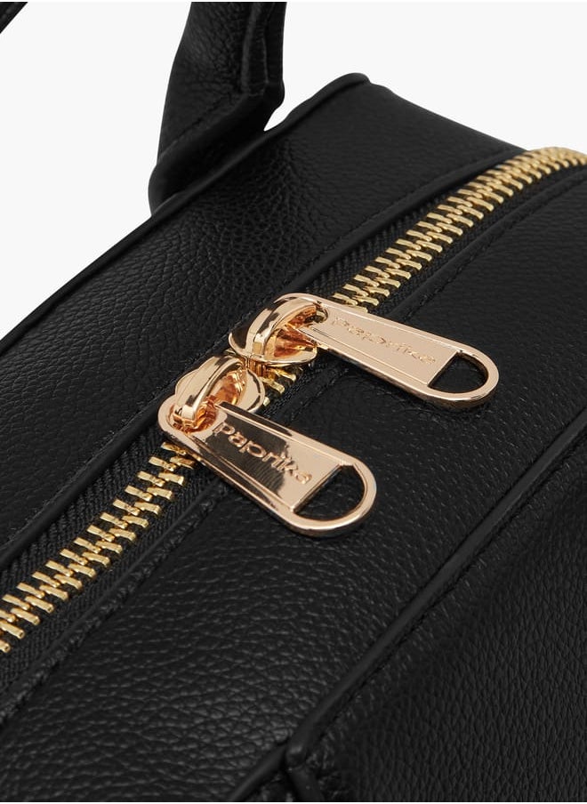 Women's Monogram Embossed Tote Bag with Double Handles and Detachable Strap