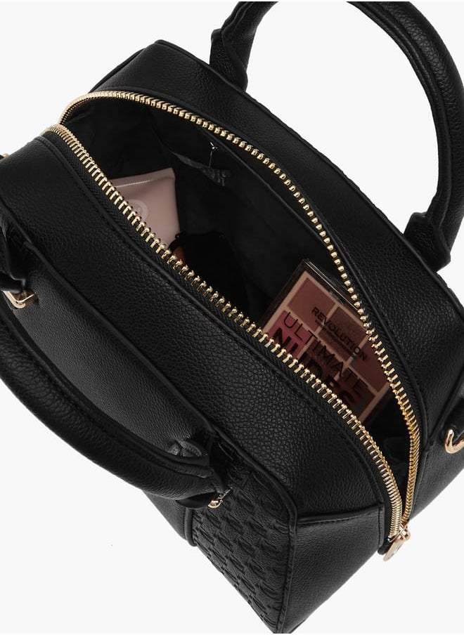 Women's Monogram Embossed Tote Bag with Double Handles and Detachable Strap