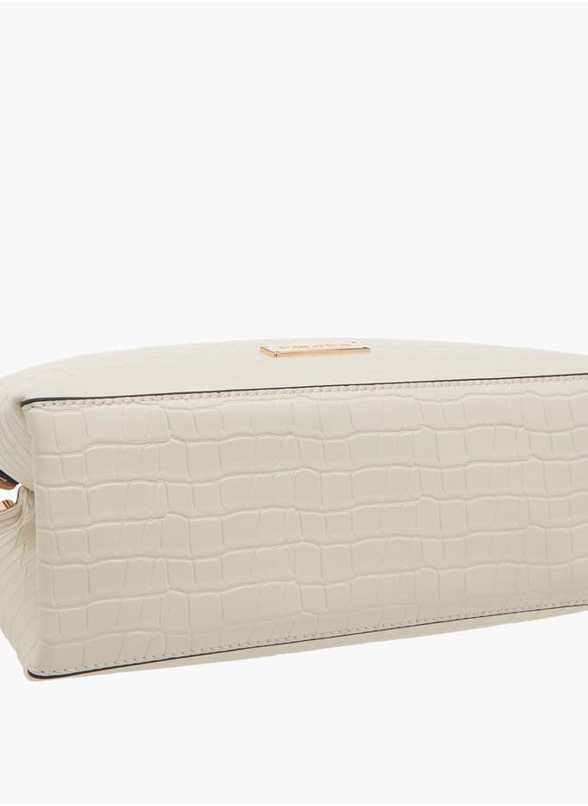 Women's Textured Tote Bag with Double Knot Handle and Button Closure
