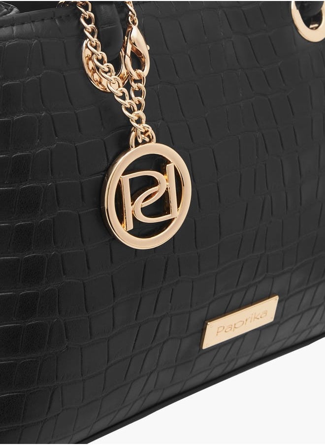 Women's Textured Tote Bag with Double Knot Handle and Button Closure