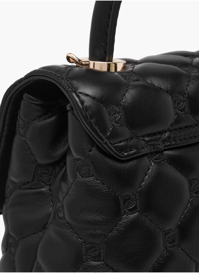 Women's Quilted Satchel Bag with Detachable Strap and Flap Closure