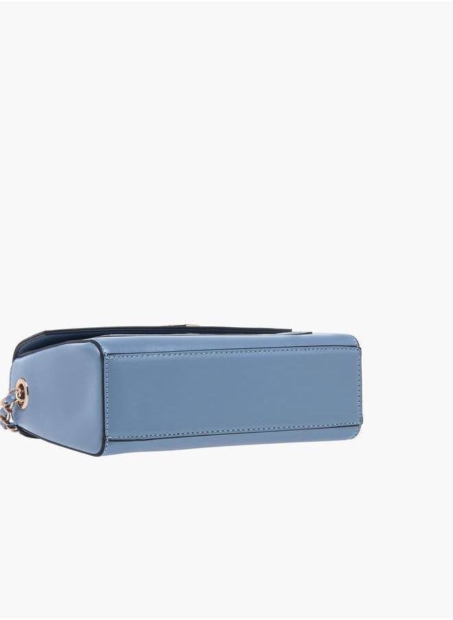 Women Textured Satchel Bag with Top Handle and Chain Strap