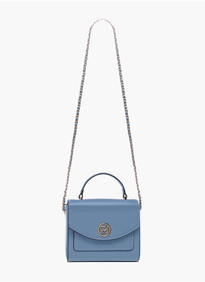 Women Textured Satchel Bag with Top Handle and Chain Strap