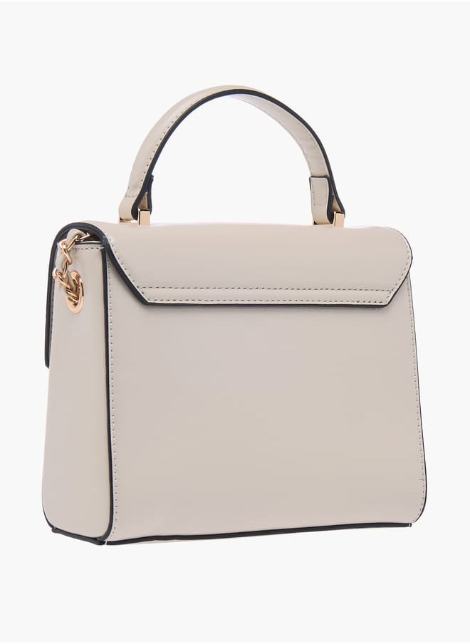Women Textured Satchel Bag with Top Handle and Chain Strap