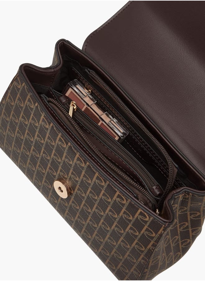 Women's Monogram Print Crossbody Bag with Chain Strap