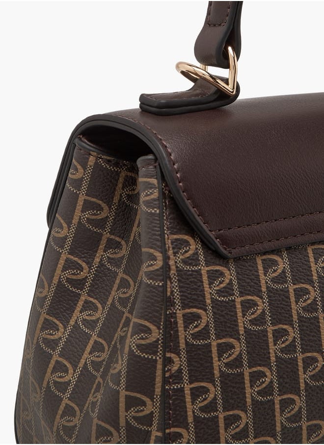 Women's Monogram Print Crossbody Bag with Chain Strap