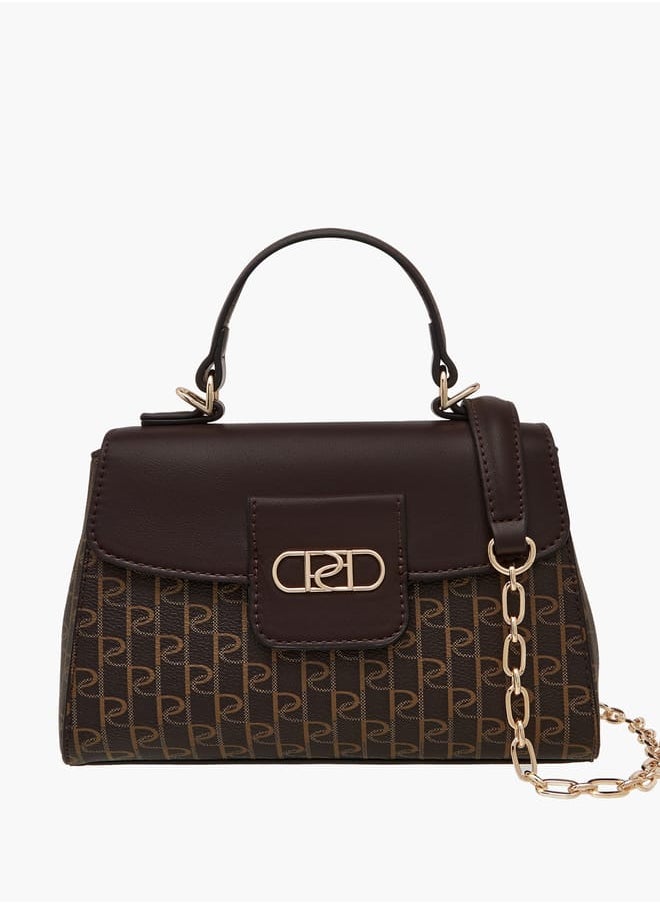 Women's Monogram Print Crossbody Bag with Chain Strap