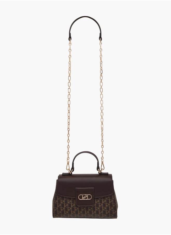 Women's Monogram Print Crossbody Bag with Chain Strap