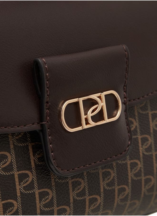 Women's Monogram Print Crossbody Bag with Chain Strap
