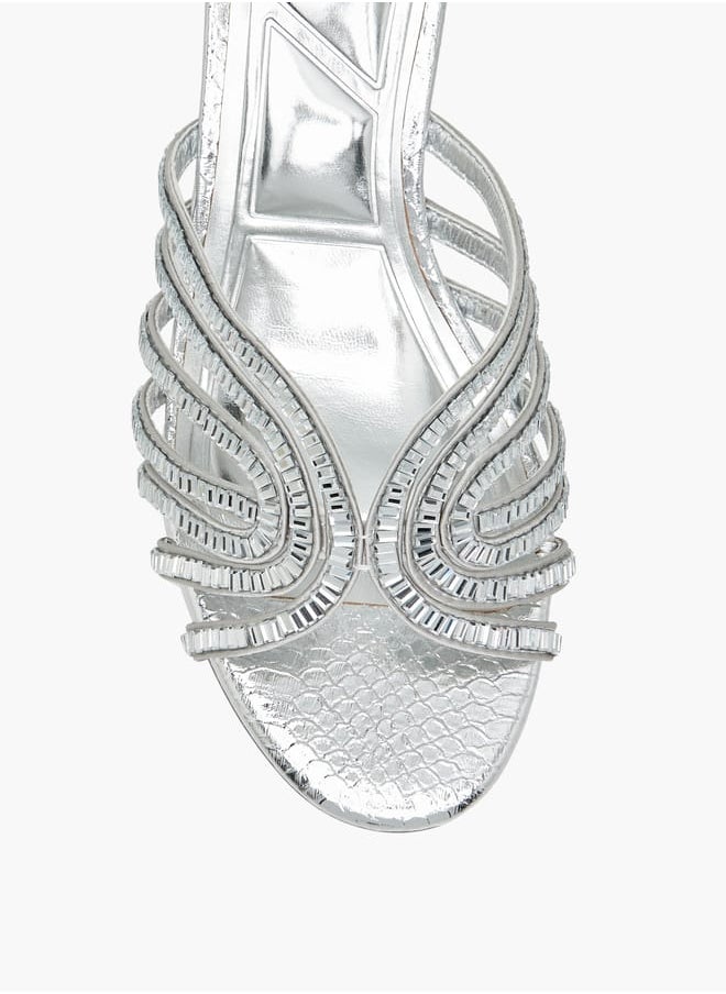 Women's Embellished Slip-On Sandals with Block Heel