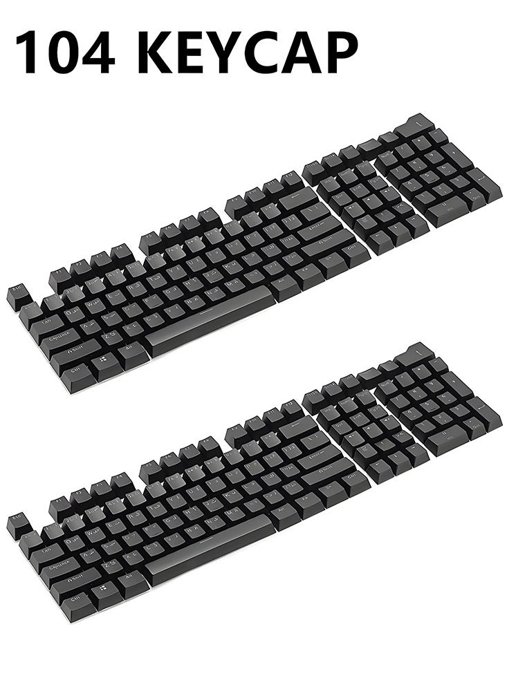 104-Key Black Arabic OEM Profile Keycaps RGB Backlit Mechanical Keyboard Set With Anti-Fade Coating