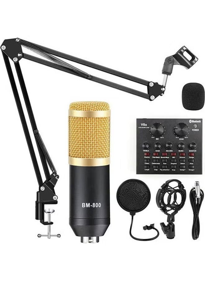 V8 Sound Card With Bm-800 Condenser Microphone B096RTWPYJ Black