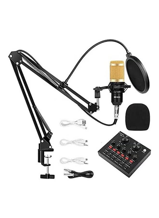 V8 Sound Card With Bm-800 Condenser Microphone B096RTWPYJ Black