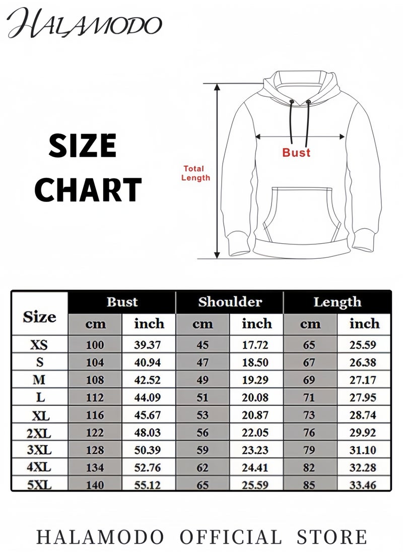 Unisex Hoodies Long-Sleeved Printed Tops Casual Sweatshirts Soft Sportswear Fashion Youth Pullovers with Drawstrings and Large Pockets for Daily Wear