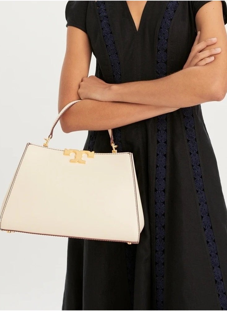 Tory Burch Eleanor Leather Suede Trimmed Shoulder Crossbody Tote Bag