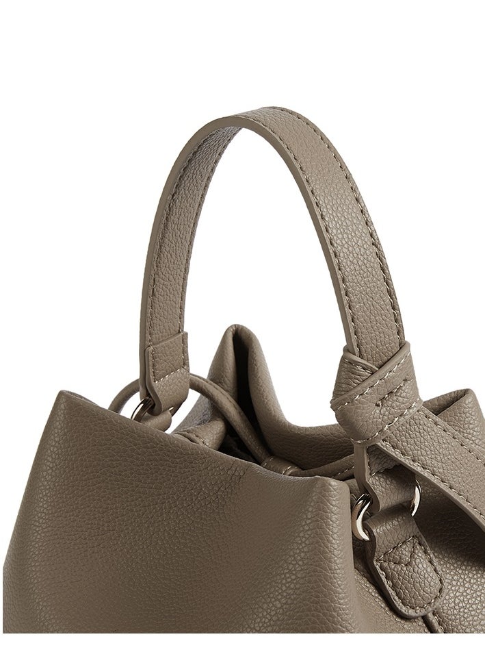 Bostanten Magnetic Close Secure Buckle Lock Bucket Bag – Sleek Design for Enhanced Security and Safe Storage / Camel Color