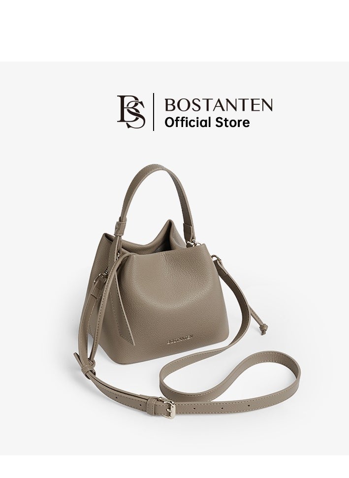 Bostanten Magnetic Close Secure Buckle Lock Bucket Bag – Sleek Design for Enhanced Security and Safe Storage / Camel Color