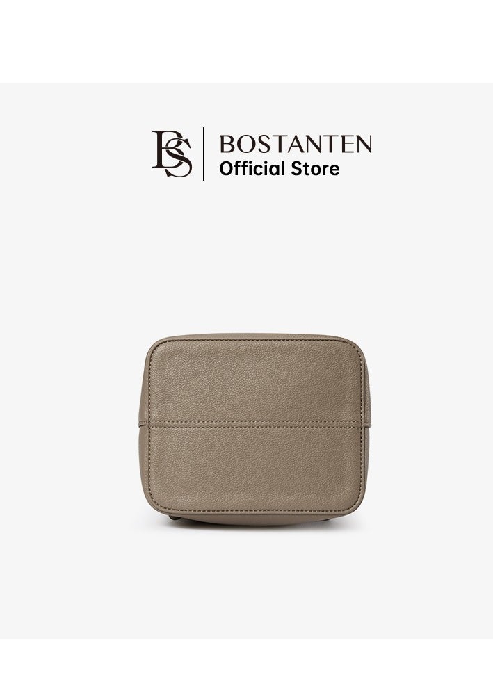 Bostanten Magnetic Close Secure Buckle Lock Bucket Bag – Sleek Design for Enhanced Security and Safe Storage / Camel Color