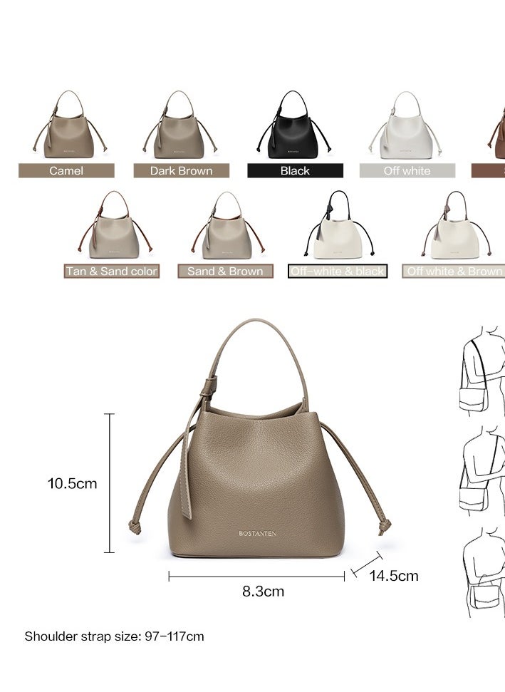 Bostanten Magnetic Close Secure Buckle Lock Bucket Bag – Sleek Design for Enhanced Security and Safe Storage / Camel Color