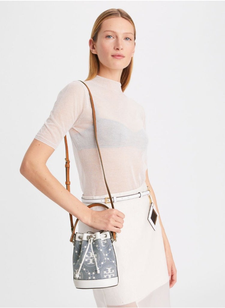 Tory Burch Mini T Monogram Jacquard Bucket Bag