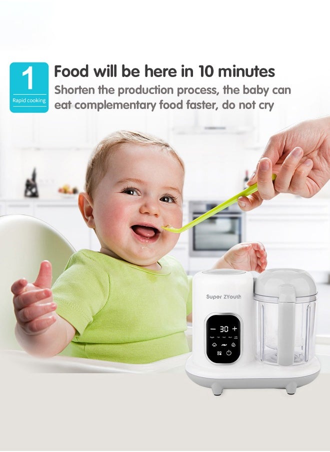 4 in 1 Baby Food Processor, Baby Food Maker with Smart Control, Multifunctional Steaming Blender with Steam Pot, Auto Cooking and Grinding, Warming Milks,  BPA Free