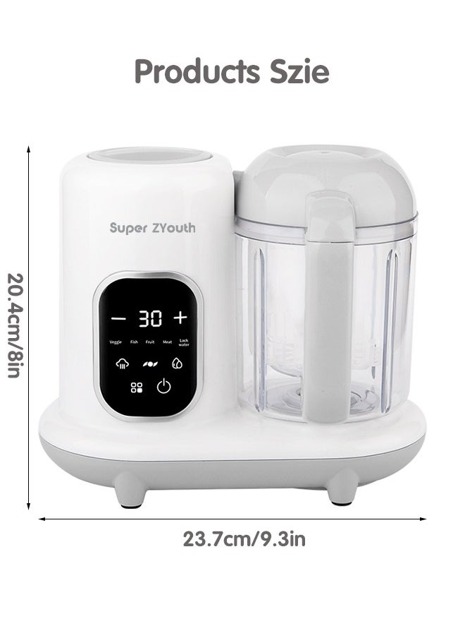 4 in 1 Baby Food Processor, Baby Food Maker with Smart Control, Multifunctional Steaming Blender with Steam Pot, Auto Cooking and Grinding, Warming Milks,  BPA Free