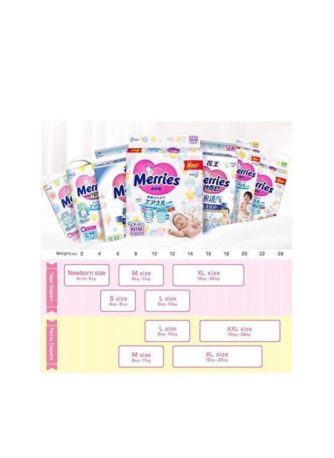Merries Kao Baby Diapers Merries Infant Diaper S54 4-8kg ,Pack of 3