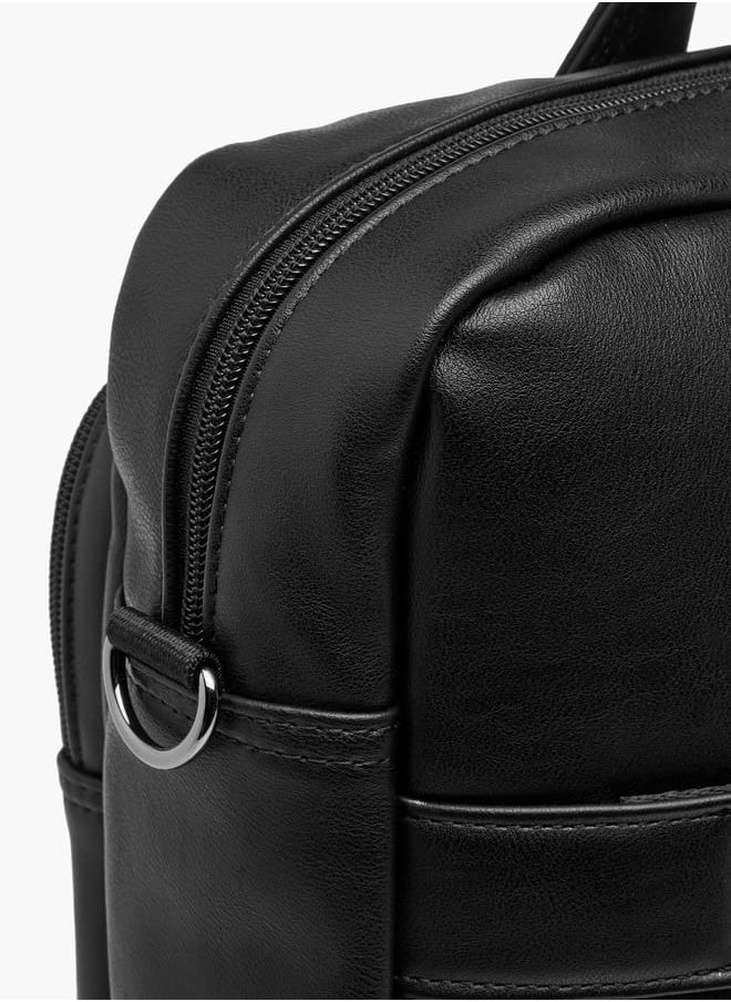 Mens' Logo Detail Laptop Bag with Top Handles and Zip Closure