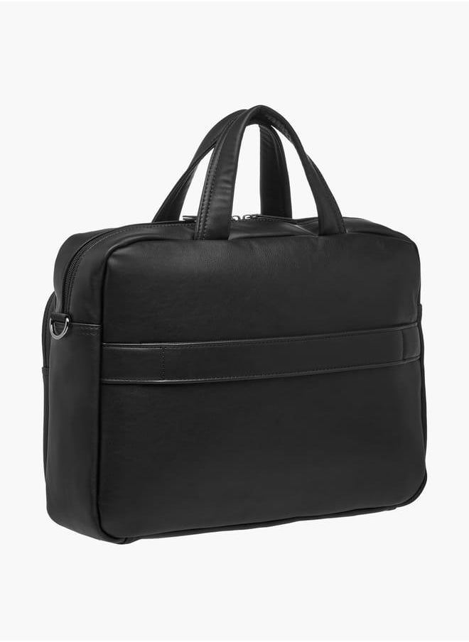 Mens' Logo Detail Laptop Bag with Top Handles and Zip Closure