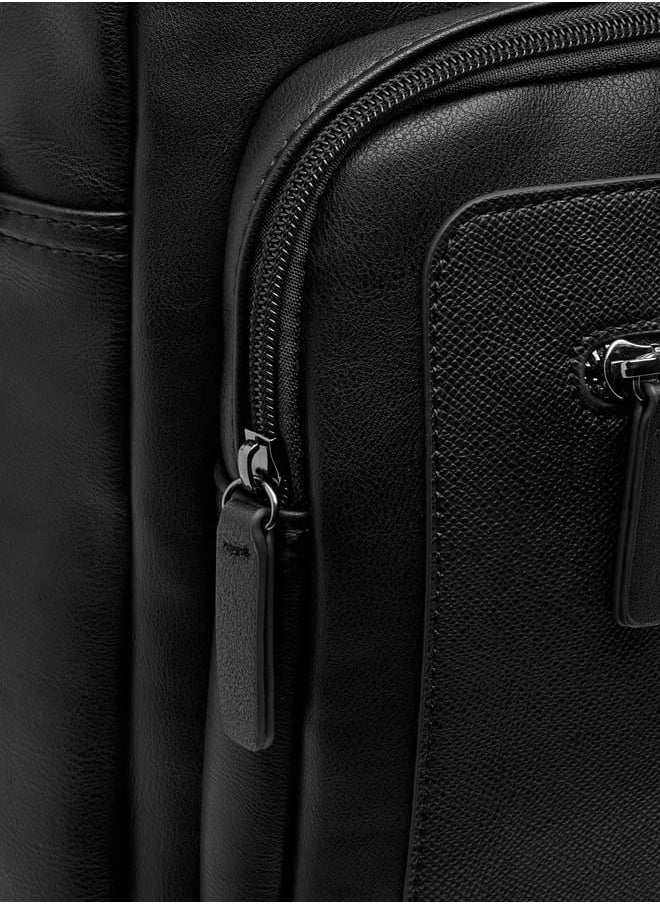 Mens' Logo Detail Laptop Bag with Top Handles and Zip Closure