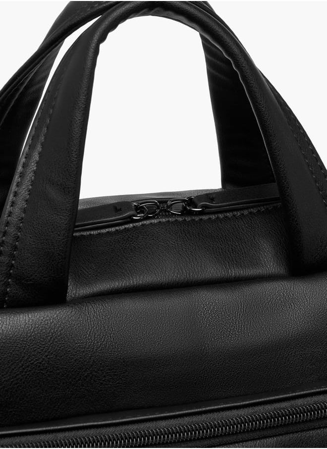 Mens' Logo Detail Laptop Bag with Top Handles and Zip Closure