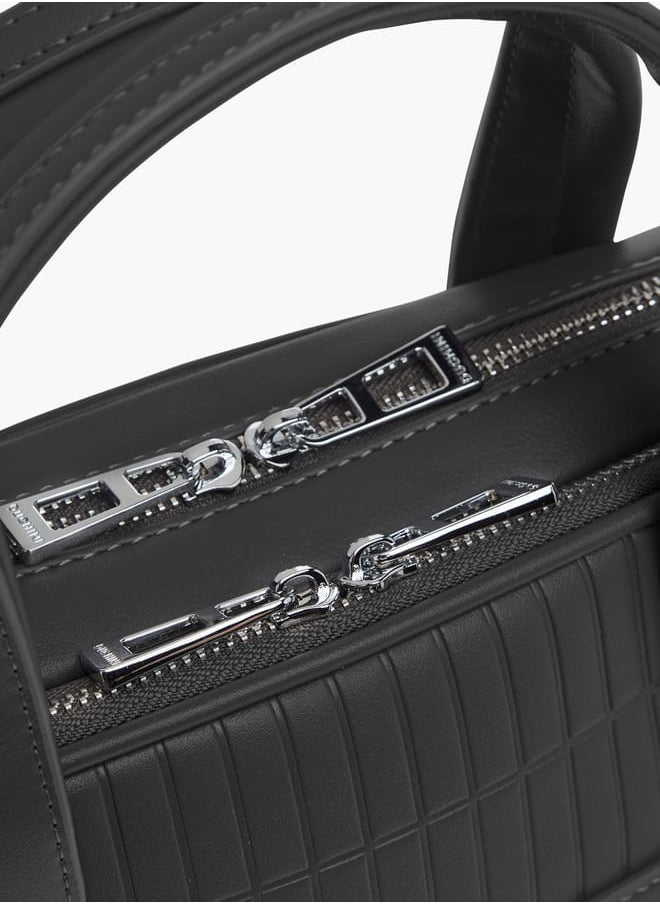 Men's Panelled Laptop Bag with Handles and Detachable Strap