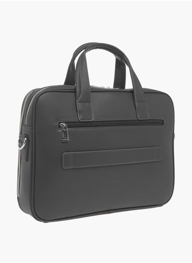 Men's Panelled Laptop Bag with Handles and Detachable Strap